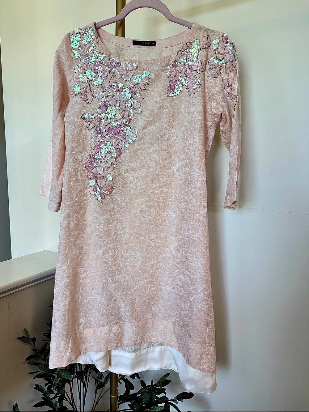 Women's Embellished Mini Dress in Pink Like New